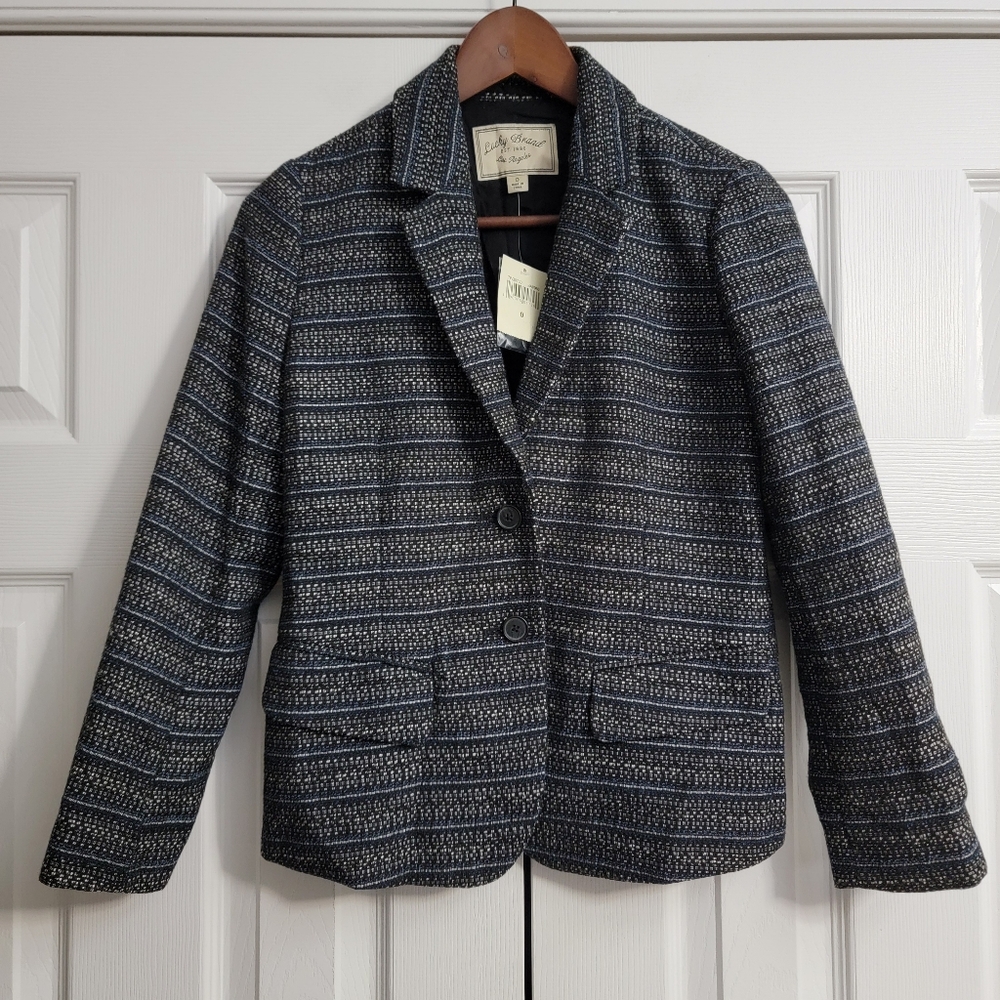 Lucky Brand Herringbone Blazer, Black / Blue, Women's Size 0 (NWT)
